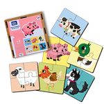 Mini Leaves 4 Piece Wooden Puzzle for Kids - Set of 6 Farm Animals Jigsaw Puzzle - puzzles for kids for age 2 and above - Safe & Durable Pre-School Toys for Kids - Educational Puzzle Game