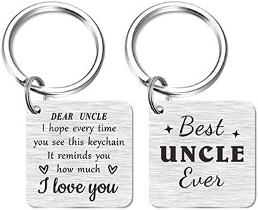 SOUSYOKYO Uncle Keychain, Best Uncle Ever Gifts, I Love My Uncle Birthday Gift Ideas, Fun Fathers Day Present for Favorite Uncle from Niece and Nephew, Thank You Our Uncle Christmas Key Chain for Men, Silver, 1.35inch