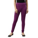 GO COLORS Womens Slim Fit Cotton Churidar Leggings (Medium Purple_XL)