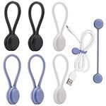 6 Pcs Magnetic Twist Ties, Reusable Silicone Magnetic Cable Ties Clips Straps Organizers for Cord Earphone Wire Charging Cords Bundling and Organizing, Holding, Hanging Things (3 Colors)