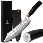 YOUSUNLONG Butcher Knife Pro 10" Chef's Knives Japanese Hammered Damascus Steel Blade Natural Ebony Wood Handle