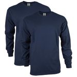 Gildan Men's Ultra Cotton Long Sleeve T-Shirt, Style G2400, Multipack, Navy (2-Pack), X-Large