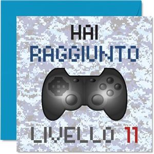 11° Biglietto Auguri Compleanno Videogiochi Ragazzi - Hai Raggiunto Livello 11 - Cartoline di Buon Compleanno per 11 Anni Ragazzo Figlio Nipote Fratello Cugino, 145mm Undici Undicesimo Compleanno