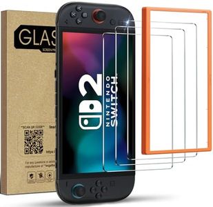Compatible with Nintendo Switch 2 Screen Protector Tempered Glass,Transparent HD Clear [Auto-alignment] Installation Kit Travel Case Friendly Accessories for NS Switch 2 2025 Model 7.9-Inch 3 Pack