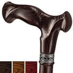 Asterom Walking Cane - Handmade Ergonomic, Canes for Men - Wooden Cane, Walking Sticks for Seniors, Unique, Wood Canes (Walnut, 36 Inch)