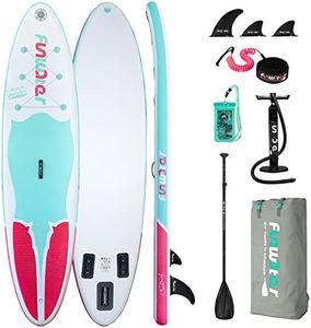 FunWater SUP Inflatable Stand Up Paddle Board Ultra-Light Inflatable Paddleboard with SUP Accessories,Fins,Adjustable Paddle, Pump,Backpack, Leash, Waterproof Phone Bag