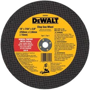 DeWalt DW8005 10 x 7/64 x 5/8 General Purpose Metal Chop Saw Wheel