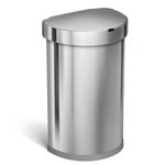 simplehuman 45 Liter / 12 Gallon Stainless Steel Semi-Round Sensor Can, Touchless Automatic Trash Can, Brushed Stainless Steel