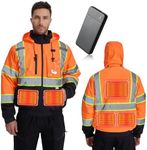 SRsafety Safety Heated Jacket,Waterproof Safety Jacket for Men with Pockets, Reflective High Visibility Safety Heated Jackets