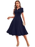 Tessavegas, Women's & Girls' A-LINE MIDI Maxi Dress Navy Blue