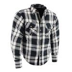 Milwaukee Leather MPM1644 Men's Plaid Flannel Biker Shirt with CE Approved Armor - Reinforced w/Aramid Fiber - Medium Black