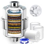 20-Stage Shower Head Filter-Shower Head Filter for Hard Water, with 3 Replaceable Filter Cartridges, High Output Shower Water Filter for Removing Chlorine and Fluoride, Polished Chrome