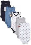 Hudson Baby Cotton Bodysuits, Baseball Sleeveless 5 Pack, 0-3 Months