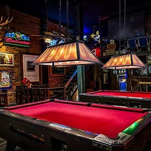 Wellmet Tiffany Style Pool Table Lamp Hanging, Billiards Light for Game Room 7' 8' 9' Pool Table, 3-Light Vintage Chandelier Lighting Fixture for Snooker Man Cave Club Kitchen Island Bar
