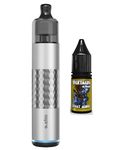 Aspire Flexus Stik Kit Silver Diamond Knurling Vape Pod Device + 10ml Nightmare Juice Band No Nicotine