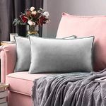 Khooti Decorative Velvet Cushion Cover Pack of 3-14" x 20" / 36 x 51 cm - Light Grey - Soft Pillow Covers Cushion Case for Sofa Bedroom Livingroom Chair Car, Cushion Cover