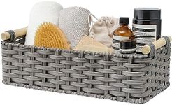 GRANNY SAYS Wicker Baskets for Storage, Wicker Baskets for Shelves, Toilet Basket Tank Topper, Waterproof Toilet Tank Basket, Toilet Paper Basket for Back of Toilet, 14¼" x 6½" x 4¼", Gray