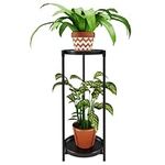 YisanCrafts 2 Tier Plant Stand Indoor Outdoor Metal Black for Plants Multiple Tall Tiered Planter Shelf Rack Iron Potted Flower Pot Holder for Corner, Patio, Balcony, Living Room