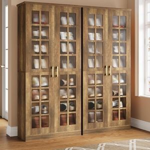 Tribesigns Tall Shoe Cabinet with Doors, 8-Tier Shoe Storage with Adjustable Shelves, Modern Shoe Organizer Shoe Rack Cabinet for Entryway, Hallway, Closet, Living Room, Rustic Brown