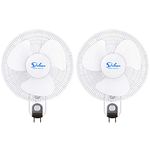 Simple Deluxe Adjustable Tilt, Quiet Operation Household Wall Mount Fans Oscillating, 2 Pack, White