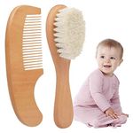 YOUSTYLO - YOU ARE PRIORITY Baby Hair Brush and Comb Set, Newborns Toddlers Kids Natural Soft Goat Bristles Massage Comb Bath Brush with Wooden Handle