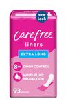 Carefree Acti-Fresh Ultra-Thin Panty Liners, Extra Long To Go, Unscented - 93 Count