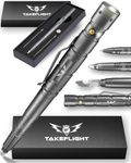 TF TAKEFLIGHT Tactical Pen - Self Defense Pen with Flashlight - Tactical Flashlight Multi Tool Survival Pen + Glass Breaker + Bottle Opener in Gift Box for Men & Women