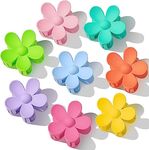 Hair Claw Clips Matte Flower Hair Clips, Strong Hold Hair Jaw Clamps for Medium Thick Hair, Non Slip Big Hair Accessories for Women and Girls (8 PCS)