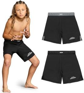 Elite Sports Kids MMA BJJ No GI UFC Grappling Jiu Jitsu Shorts, Black Jack Youth Boys MMA Training Grappling Training Shorts (Large, Black)