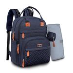 BabbleRoo Baby Changing Bag Backpack, Nappy Changing Back Pack Diaper Bags with Changing Mat & Pacifier Holder for Mom & Dad (Navy Blue)