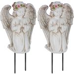 Cemetery Vase Statues, Angel Statues with Spikes, Resin Flowers Holder for Cemetery Grave Headstone Garden Home Decorations Memorial Gifts for Loss of Loved One (2Pcs, White)