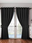 Home Sizzler 1 Piece Solid Blackout Eyelet Polyester Long Door Curtain - 8 Feet, Black