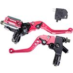 MoreJieka Universal Motorcycle 7/8" 22mm Handlebar Brake Master Cylinder Clutch Lever CNC Left & Right Set Compatible with Harley Honda Kawasaki Suzuki Yamaha (Red)