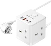 UK to European Plug Adapter with 1.
