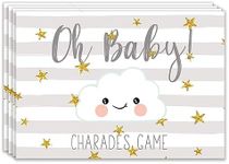 The Little Party Company Baby Shower Games 20 Charades Cards New Mum To Be Gender Neutral Cute Cloud Cloud Motif (BSCCG)
