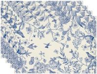 Artoid Mode Hydrangea Flowers Branches Chinoiserie Spring Placemats Set of 4, 30 x 45 cm Table Mats for Party Kitchen Dining Decoration