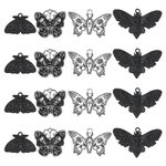 SUNNYCLUE 1 Box 24pcs 4 Styles Butterfly Charm Moth Charms Bulk Gothic Charm Black Skull Butterflies Skeleton Halloween Alloy Insect Charm for Jewelry Making Charms DIY Necklace Earring Adults Craft