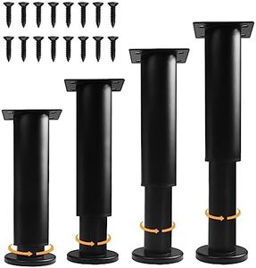 NXN-HOME 4 Pcs Adjustable Height Bed Support Legs for Bed Frame/Bed Center Slat, Metal Adjustable Furniture Legs 3.1-4.7Inch for Cabinet/Bed/Sofa/Coffee Table/Dresser, Replacement Legs for Furniture