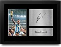 HWC Trading Lionel Messi Gift Signed A4 Printed Framed Autograph Argentina Gifts Photo Display