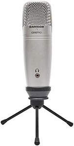 Samson Studio Condenser USB Microphone with Headphone Output - 29/C01UPRO 16-bit, 44.1/48kHz Resolution - Ideal for Musicians, Producers, Broadcasters, YouTube Recordings, Plug-and-Play(Silver)
