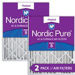 Nordic Pure 16x20x4M8-2 MERV 8 Pleated AC Furnace Air Filter, 16x20x4, Box of 2