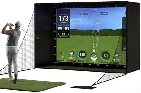 Complete Golf Simulator Enclosure Package, 11 x 8 Ft 4K-Ready Impact Screen with Blackout Cage, Frame Poles, Side Nets and Sandbags, Indoor or Garage Practice, Easy Setup