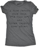 Crazy Dog T-shirts Womens Wise Person Lived Happily Ever Funny Humorous Tee Novelty T shirt (Dark Heather Grey) - 3XL