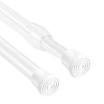 Bicolic 2PCS Extendable Net Curtain Rods, Spring Loaded Tension Rods for Curtains, Clothes, Cupboards, Bathroom, 30-50cm/11.8-19.6Inch, White