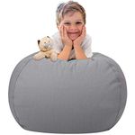 Aubliss Stuffed Animal Storage Bean Bag Chair Cover (No Beans)，Stuff and Sit Storage Bean Bag for Kids Toy Storage，Medium 32"-Canvas Solid Grey