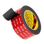 3M Double Sided Mounting Tape VHB 2" x 15.4 Ft 0.025in Thick Black 5925 Heavy Duty Foam Tape Strong Adhesive for Car Décor Home Office Logos