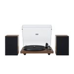 Crosley C62 Record Player with Speakers - Bluetooth Turntable with 60W Bookshelf Speakers, Easy Set Up Vinyl Player with Dust Cover, Record Player Shelf System, Walnut