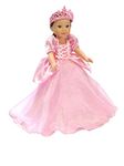 American Fashion World Pink Princess Dress Set for 14-Inch Dolls | Pink Crown Included | Premium Quality & Trendy Design | Dolls Clothes | Outfit Fashions for Dolls for Popular Brands