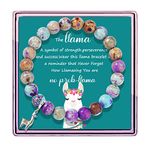 Llama Gifts for Women Mama Llama Bracelet,Purple Agate Beads Llama Charm,Llama Birthday Gift Alpaca Gifts for Llama Lovers (purple blue llama)