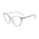 OuShiun Vintage Cat Eye Reading Glasses Blue Light Blocking with Spring Hinge Computer Gaming Readers for Women Eyeglasses (Transparent Grey, 1.0)